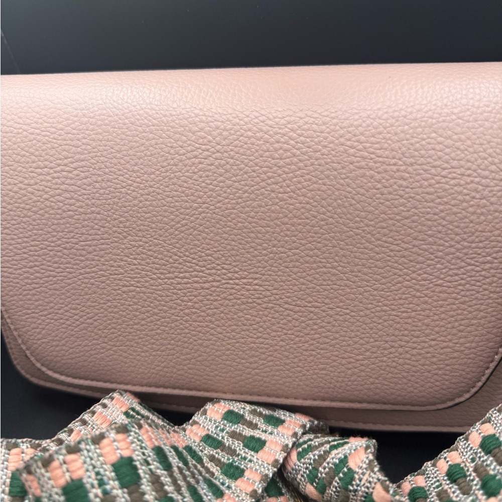 NWT Jen & Co Dusty Pink Leather Crossbody Bag with Patterned Strap